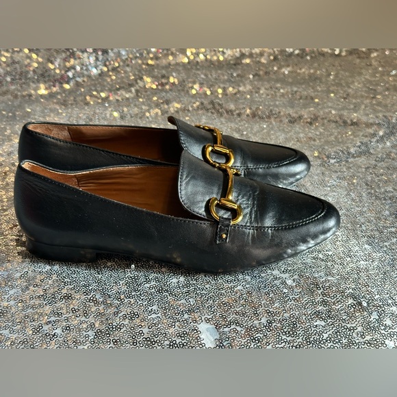 Other Stories Leather Black Loafers with Gold Accent Size 36 - Picture 6 of 11